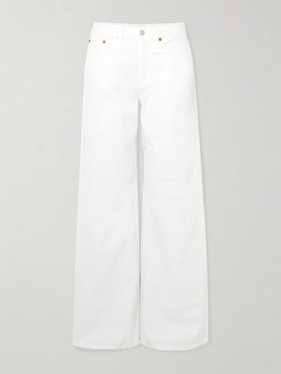 Re/Done Palazzo frayed mid-rise wide-leg jeans at Collagerie