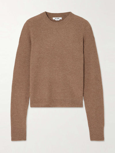 Re/Done Waffle-knit wool and cashmere-blend sweater at Collagerie