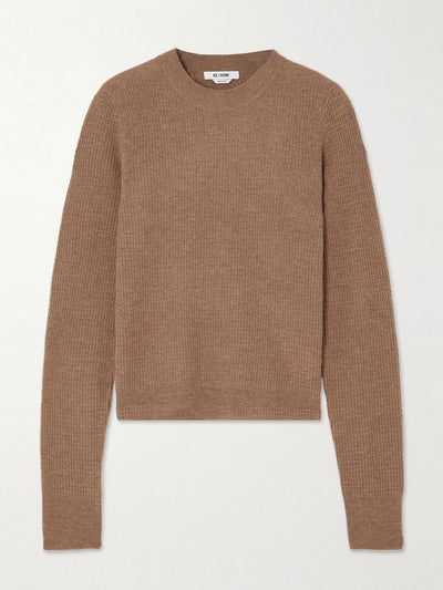 Re/Done Waffle-knit wool and cashmere-blend sweater at Collagerie