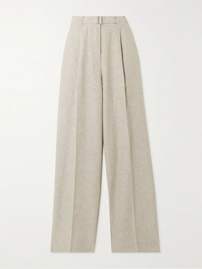 Remain Birger Christensen Belted pleated linen and cotton-blend wide-leg pants at Collagerie