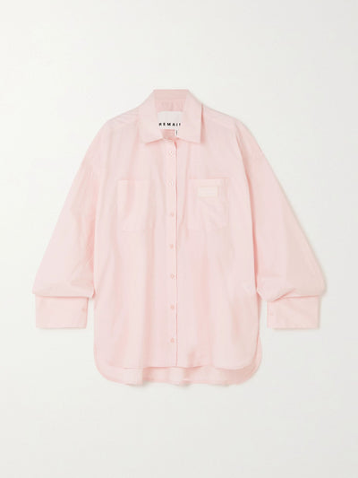 Remain Birger Christensen Oversized pink cotton poplin shirt at Collagerie