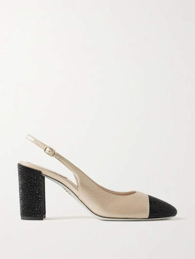 Rene Caovilla Crystal-embellished leather slingback pumps at Collagerie