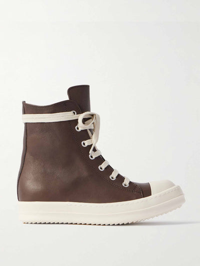 Rick Owens Leather high-top sneakers at Collagerie