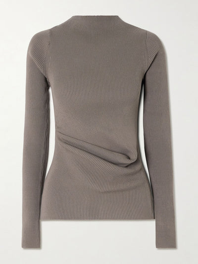 Rick Owens Draped ribbed-knit top at Collagerie