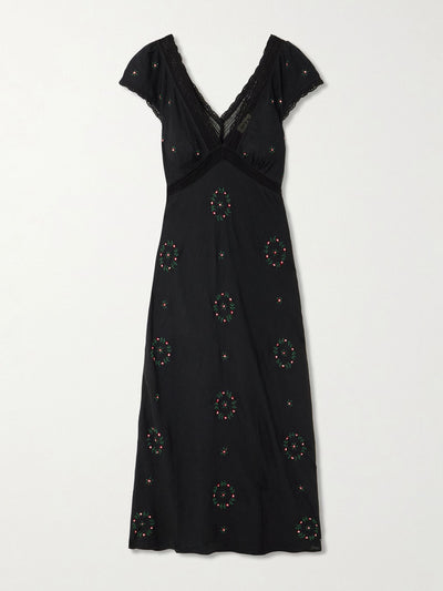 Rixo Iggy lace-trimmed embroidered voile midi dress at Collagerie