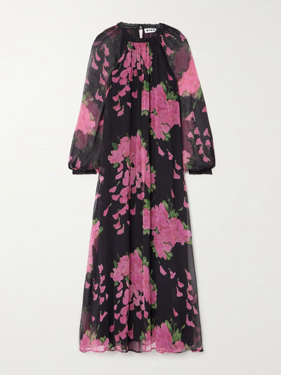 Rixo Kahlo lace-trimmed metallic floral-jacquard maxi dress at Collagerie