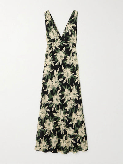 Rixo Lauriane floral-print silk crepe de chine midi dress at Collagerie