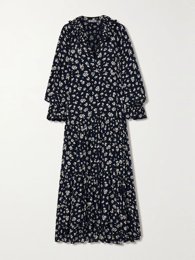 Rixo Mali floral-print crepe de chine midi dress at Collagerie