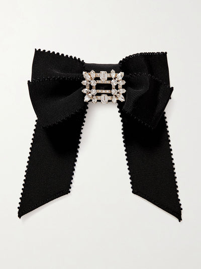 Roger Vivier Crystal-embellished grosgrain hair clip at Collagerie