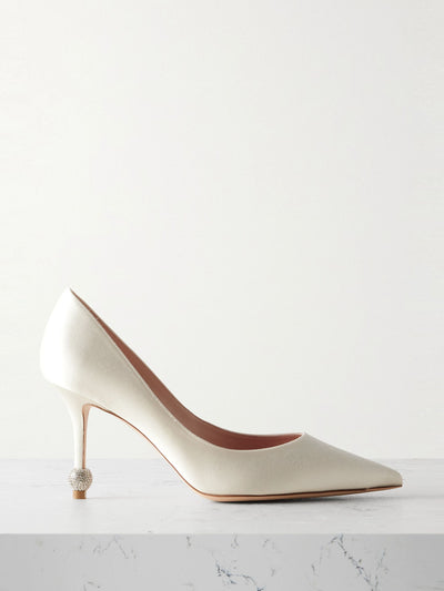 Roger Vivier Marlene 85 crystal-embellished satin pumps at Collagerie