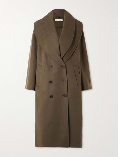 Róhe Double-breasted scarf-detailed layered wool coat at Collagerie