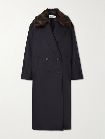 Róhe Ezra double-breasted plush-trimmed wool-blend coat at Collagerie