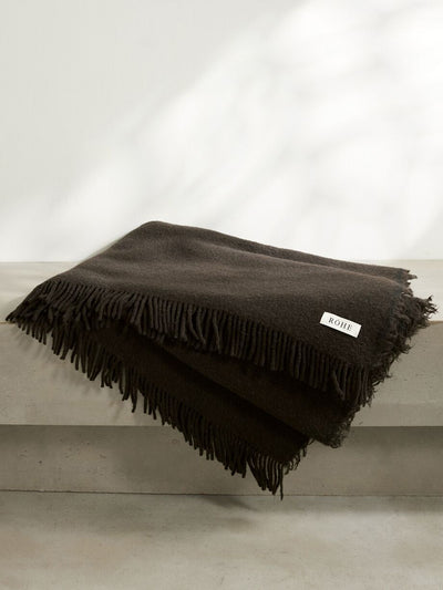 Róhe Fringed wool-blend blanket at Collagerie