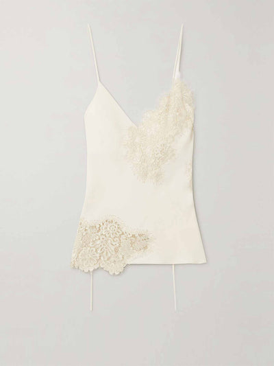 Róhe Leavers lace-paneled satin camisole at Collagerie