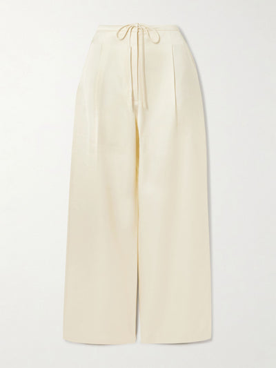 Róhe Pleated satin wide-leg pants at Collagerie