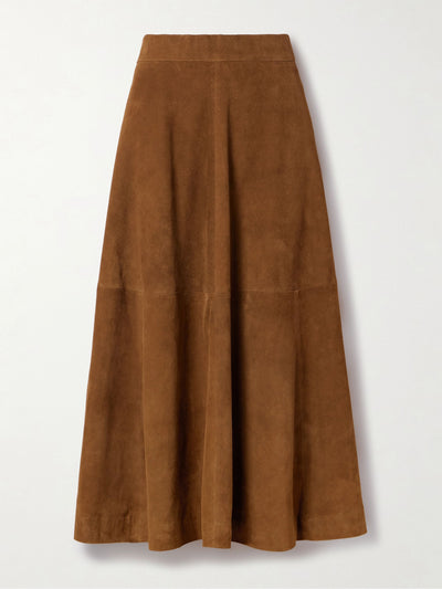 Róhe Suede midi skirt at Collagerie