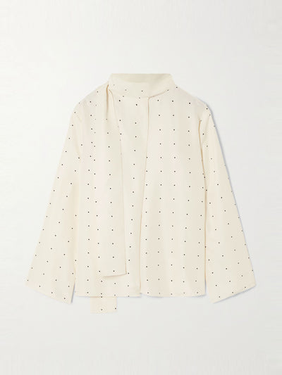 Róhe Tie-detailed polka-dot silk blouse at Collagerie