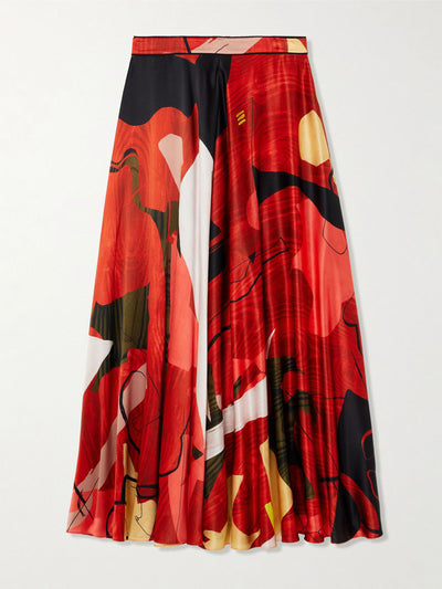 Roksanda Ameera printed satin midi skirt at Collagerie