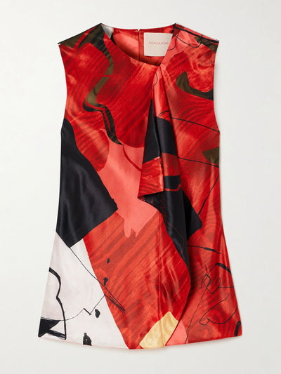 Roksanda Kiara draped printed satin tank at Collagerie