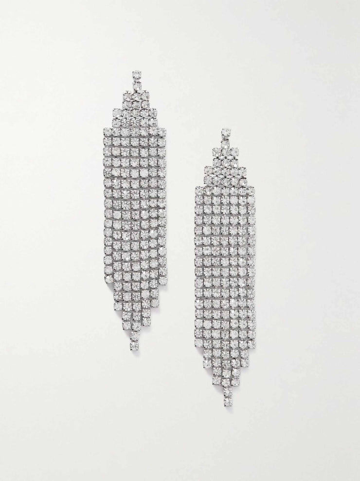 On The Fringe silver-tone crystal earrings