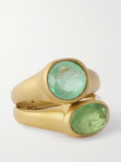 Roxanne Assoulin The Little Bit set of two gold-tone crystal rings at Collagerie