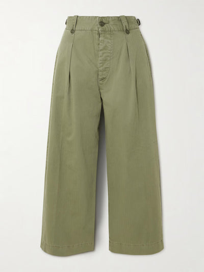RRL Kyle pleated herringone cotton wide-leg pants at Collagerie