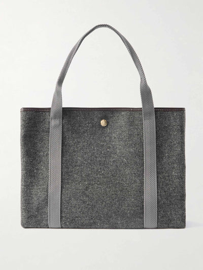 Rue De Verneuil Traversée Whip medium leather and webbing-trimmed wool-blend felt tote at Collagerie
