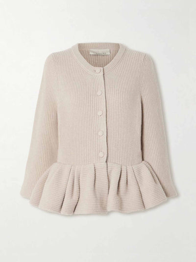 Liberowe Ruffled cashmere peplum cardigan at Collagerie