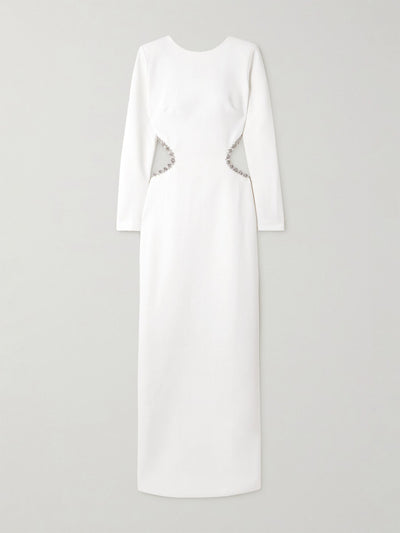 Sabina Bilenko Heliconia crystal-embellished cutout crepe gown at Collagerie