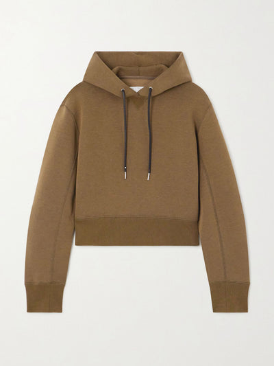 Sacai Cropped cotton-blend jersey hoodie at Collagerie