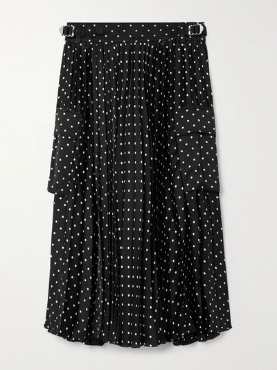 Sacai Pleated polka-dot satin midi wrap skirt at Collagerie