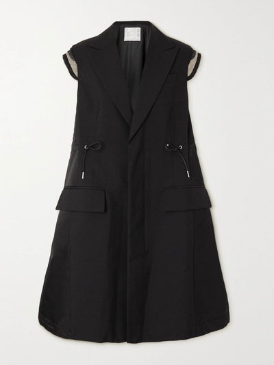 Sacai Black wool-blend and shell vest at Collagerie