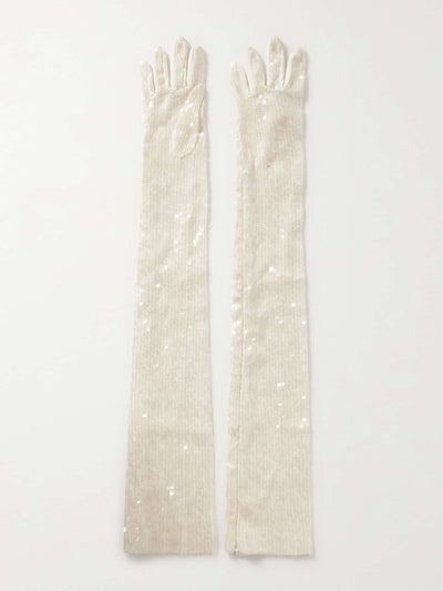 Safiyaa Sequined satin gloves at Collagerie