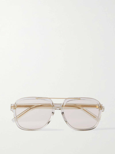 Saint Laurent Eyewear Beige aviator-style acetate sunglasses at Collagerie