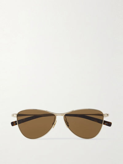 Saint Laurent Eyewear Vesper small aviator-style gold-tone sunglasses at Collagerie