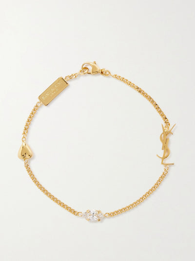 Saint Laurent Crystal-embellished gold-tone bracelet at Collagerie