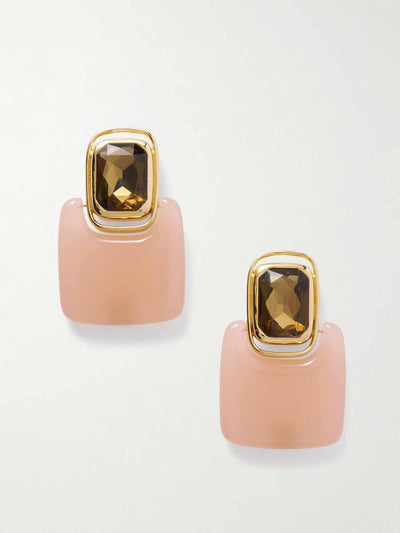 Saint Laurent Gold-tone, crystal and resin clip earrings at Collagerie