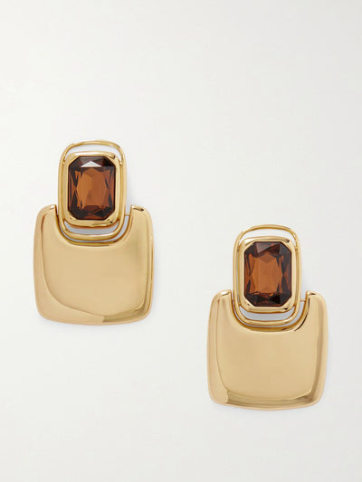 Saint Laurent Gold-tone crystal clip earrings at Collagerie