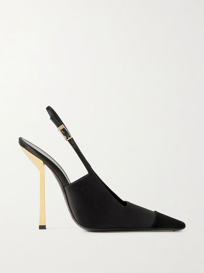 Saint Laurent Ines velvet-trimmed satin slingback pumps at Collagerie