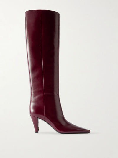 Saint Laurent Jill glossed-leather knee boots at Collagerie