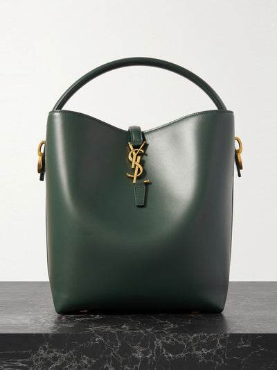 Saint Laurent Green leather bucket bag at Collagerie