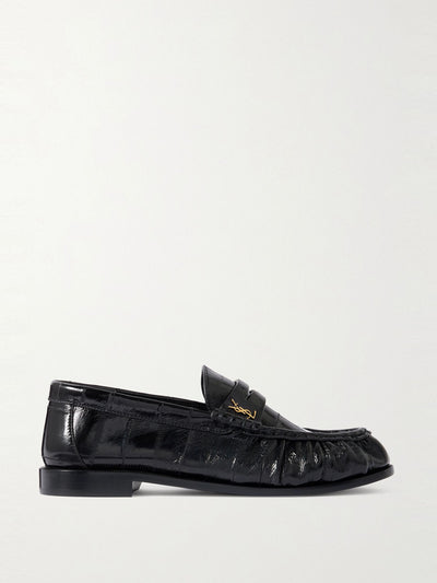 Saint Laurent Le Loafer crinkled-leather loafers at Collagerie