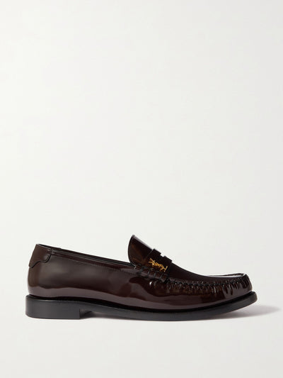 Saint Laurent Le Loafer logo-embellished patent-leather loafers at Collagerie