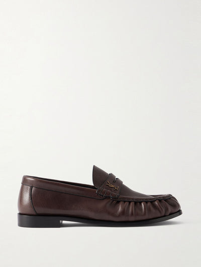 Saint Laurent Le Loafer logo-embellished textured-leather loafers at Collagerie