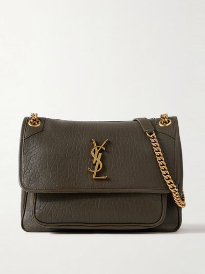 Saint Laurent Niki medium crinkled-leather shoulder bag at Collagerie