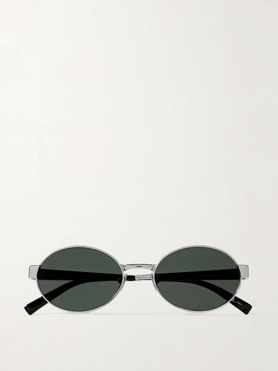 Saint Laurent Eyewear Oval-frame silver-tone sunglasses at Collagerie