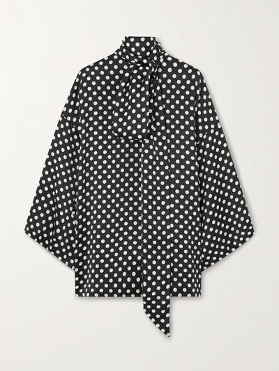 Saint Laurent Tie-neck polka-dot crepe blouse at Collagerie