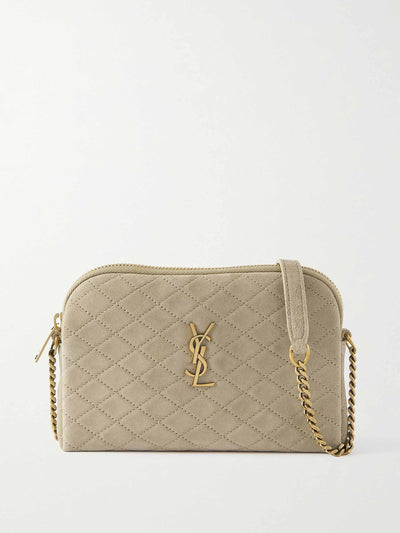 Saint Laurent Gaby quilted suede shoulder bag at Collagerie