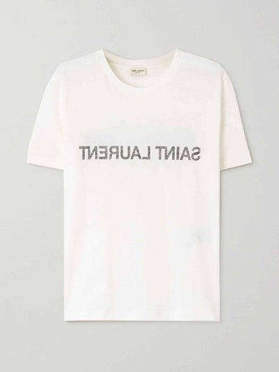 Saint Laurent White logo t-shirt at Collagerie