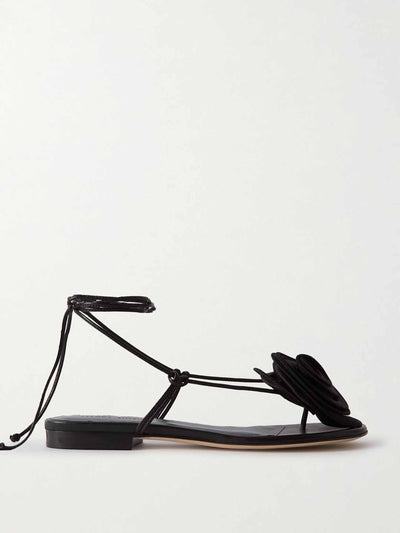 Magda Burtym Black satin and leather sandals at Collagerie